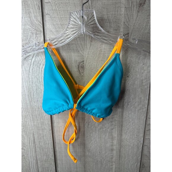Reversible Bikini Top Womens XS Wild Fable Bright Green & Teal With Orange Ties - Picture 3 of 6